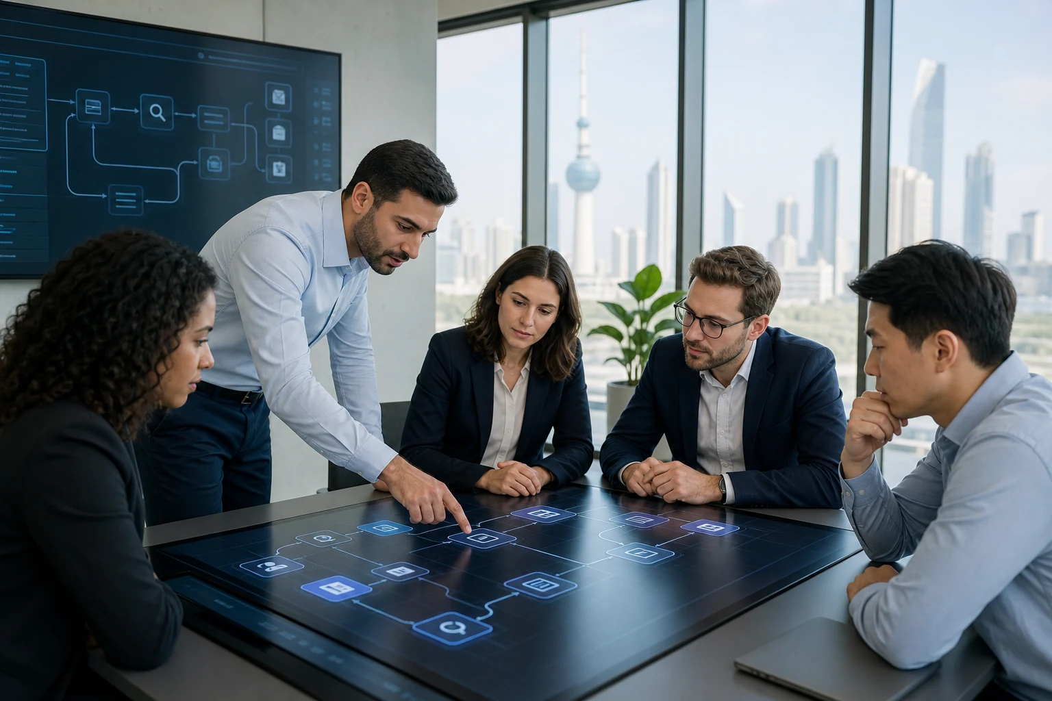Cross-functional team planning AI capability in Kuwait