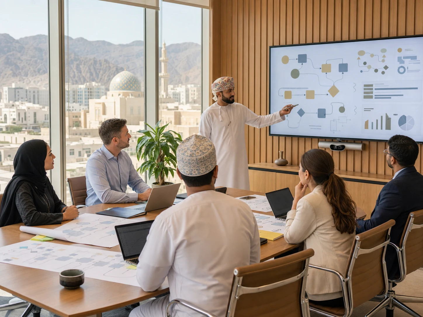 Corporate AI automation training planning session in Oman