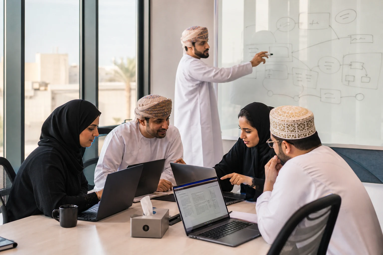 Oman professionals practising prompt engineering in a hands-on workshop