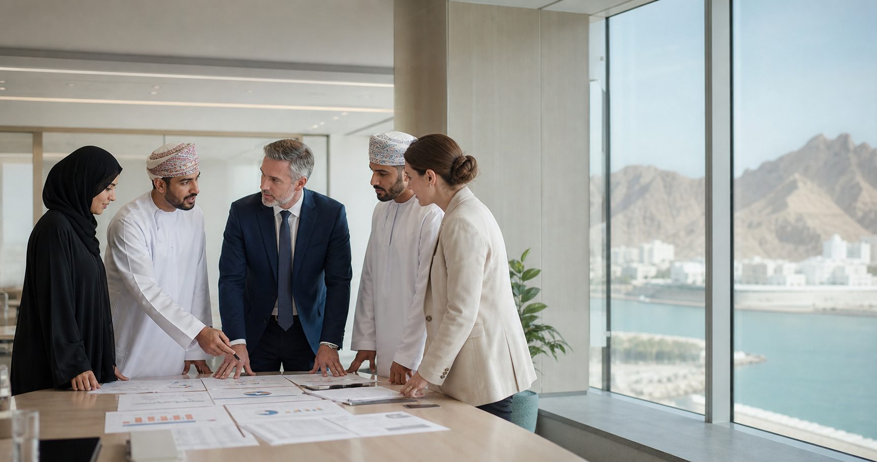 Corporate quality team discussing implementation readiness in Oman