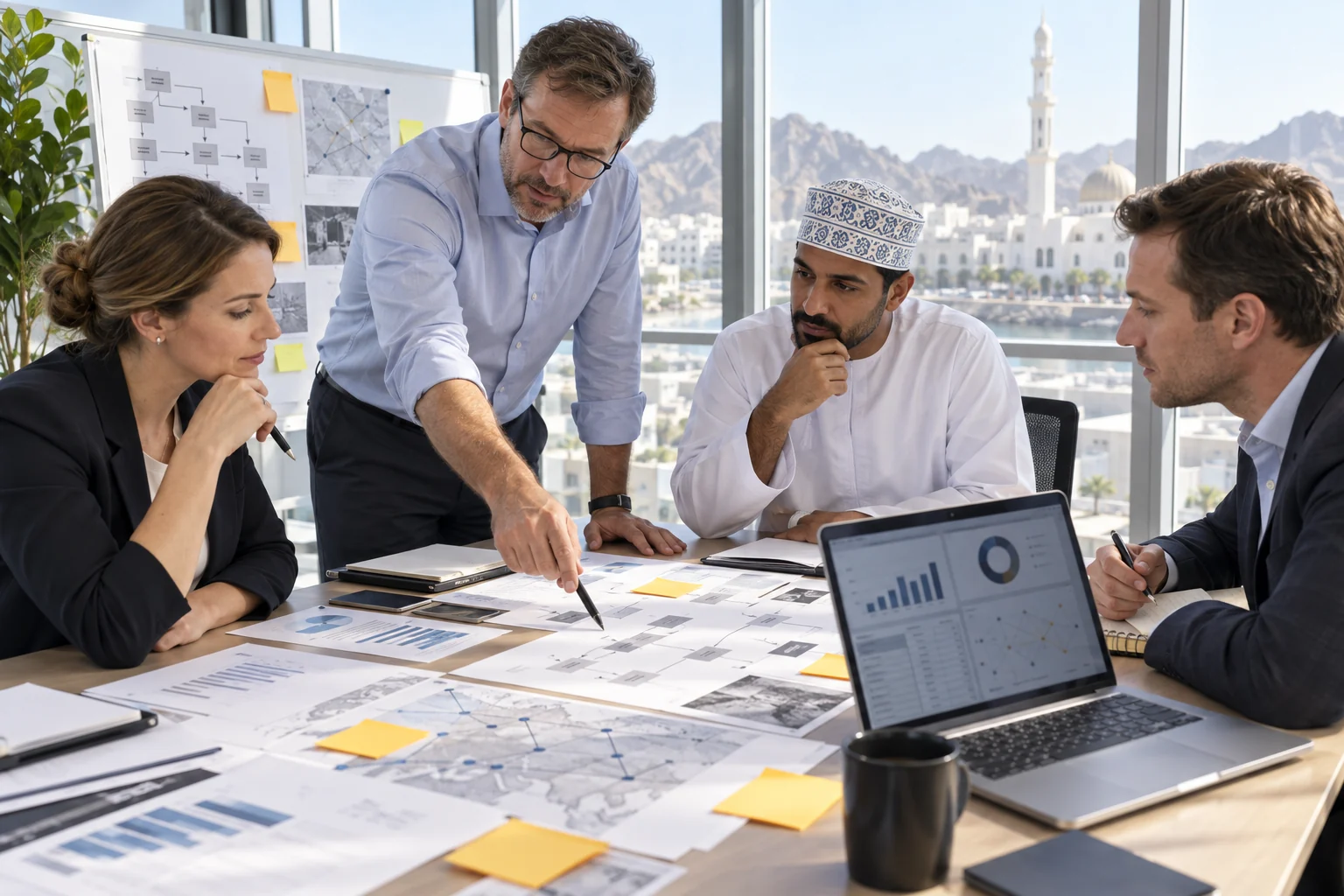 Professionals analysing evidence during practical fraud investigation training in Oman