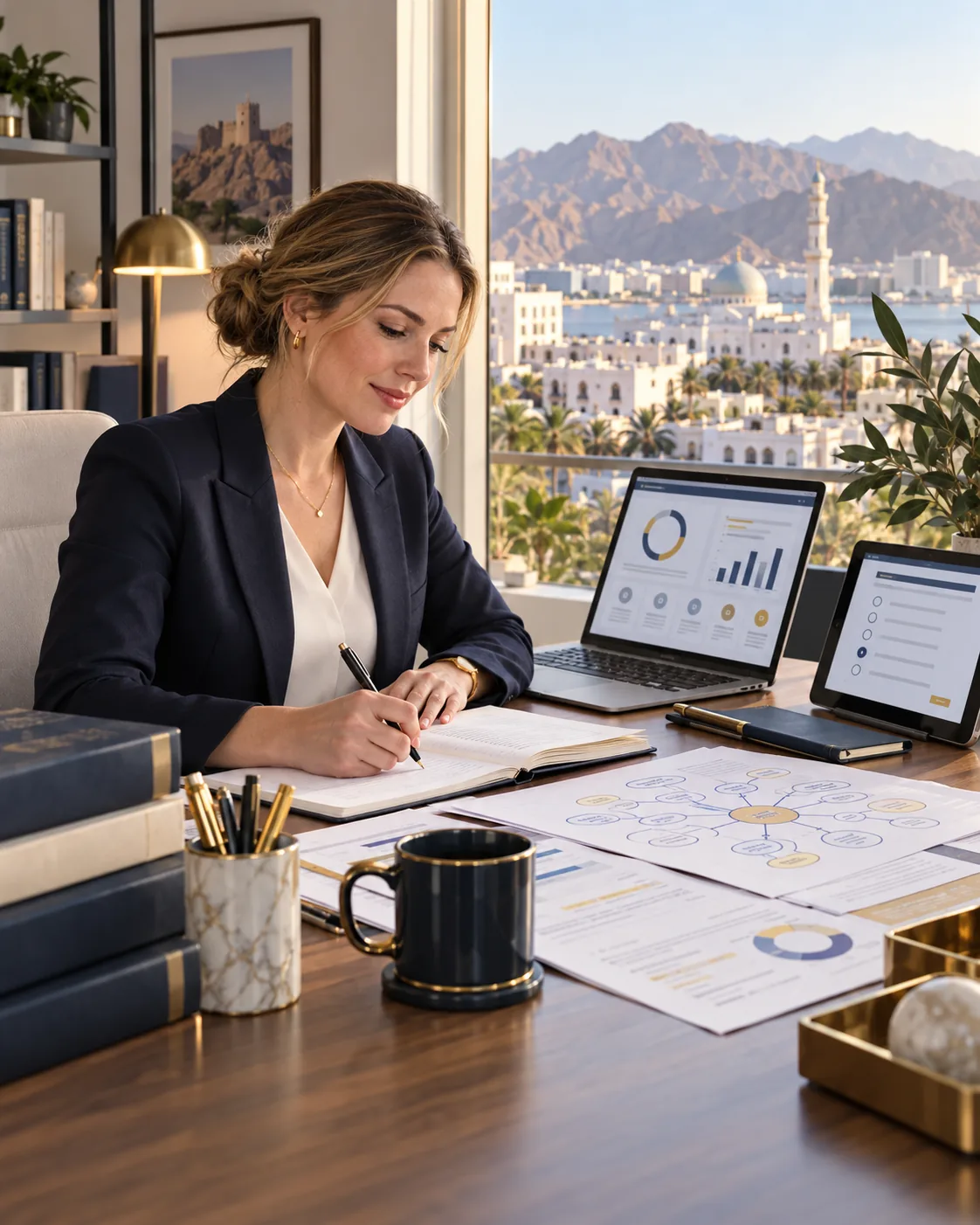 Working professional using the EduDelphi CIA learning and revision system in Muscat
