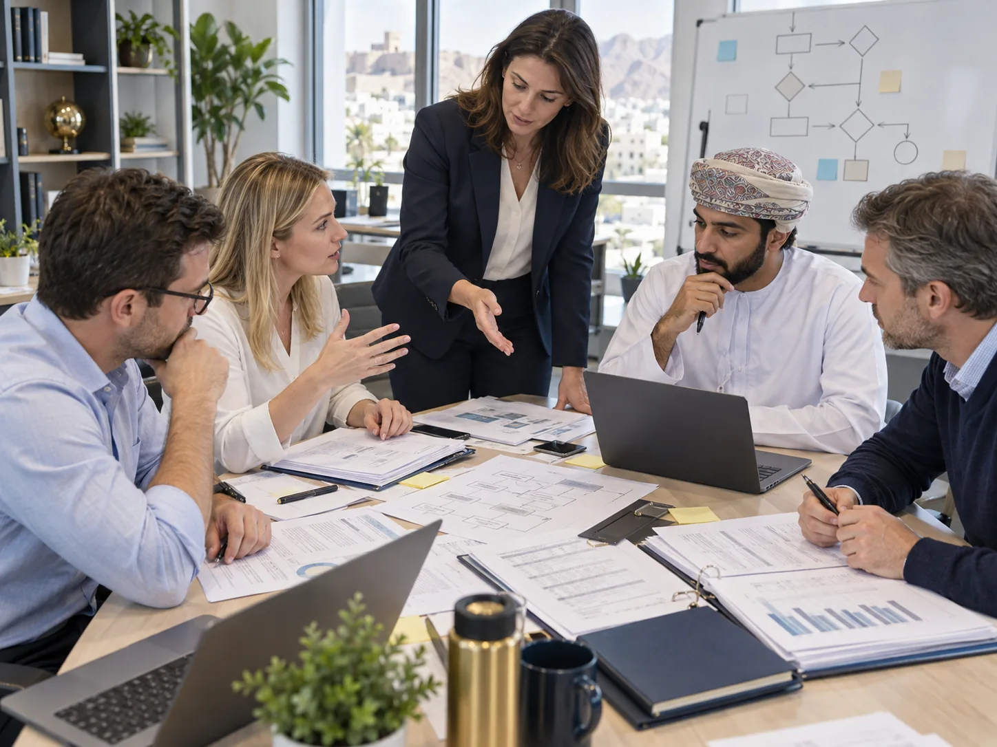 Professionals working through a CIA audit scenario during a Muscat training session