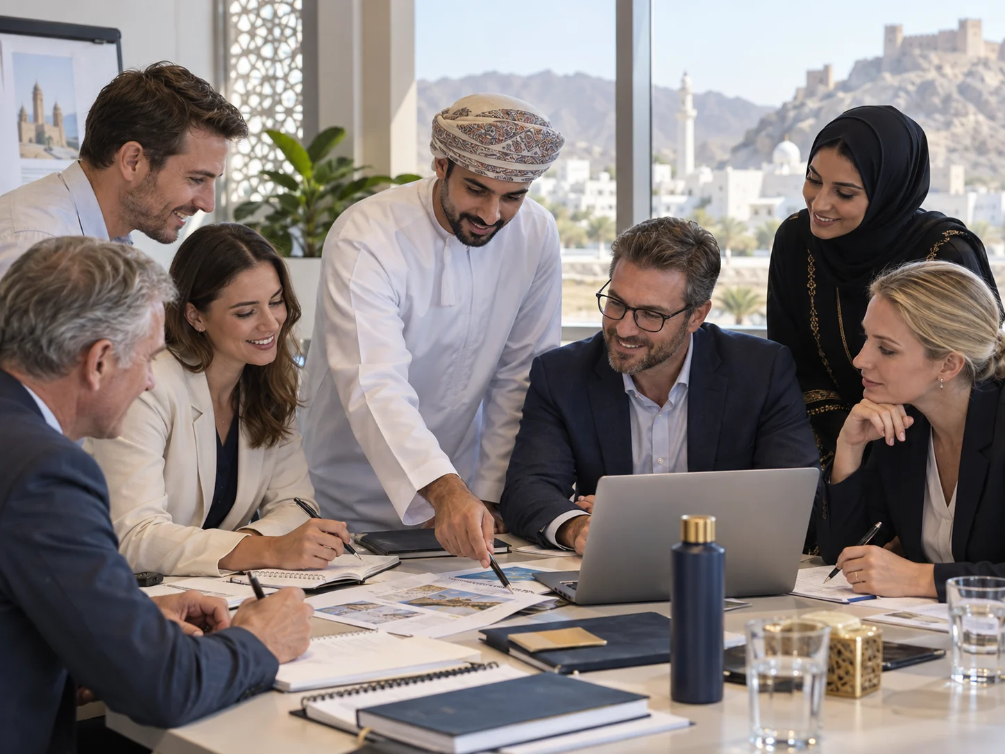 International professionals learning together in a Muscat classroom