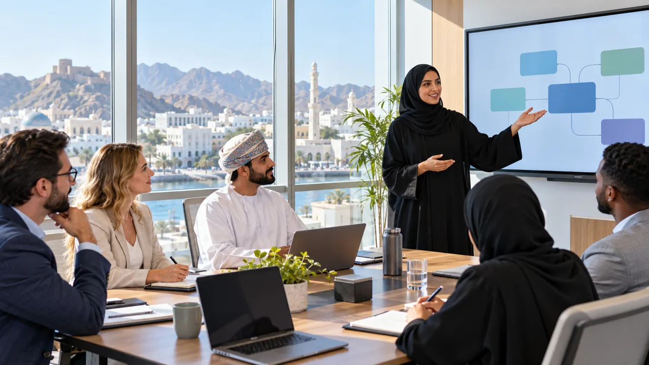 Illustrative corporate agent workshop with Omani and international professionals in Muscat