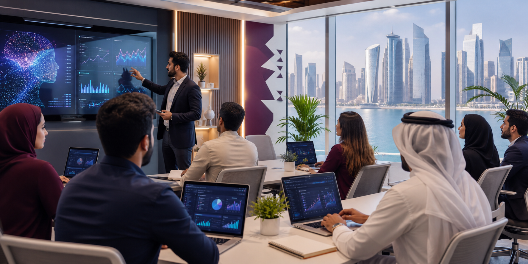 AI Academy training session in Qatar with professionals learning applied AI