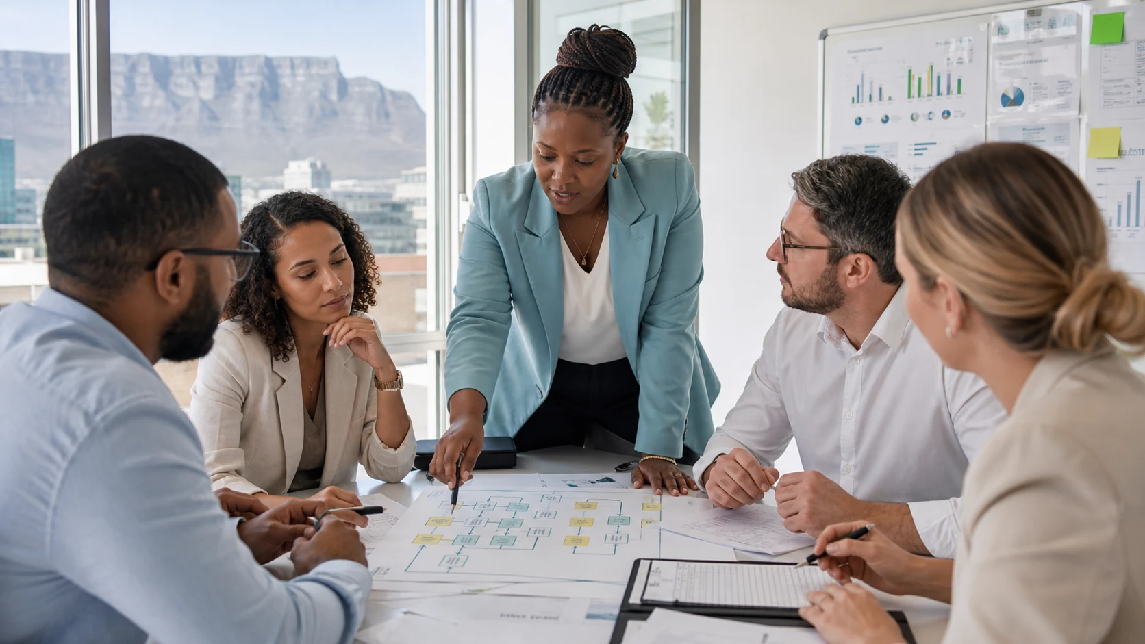 Quality professionals reviewing ISO 9001 audit evidence in Cape Town