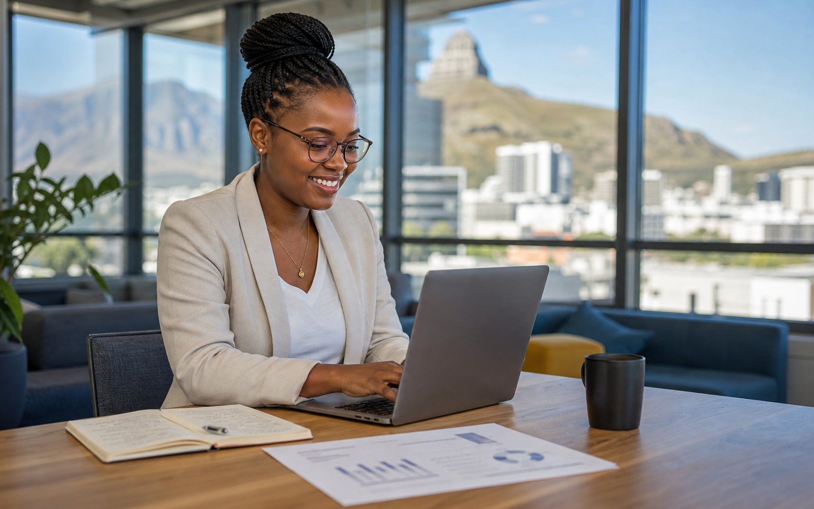South African professional planning CIA examination study time with laptop and notes