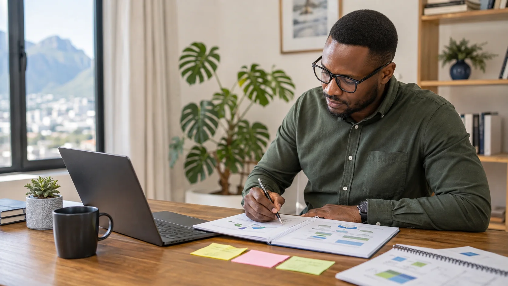 Professional studying Lean Six Sigma Green Belt materials in South Africa