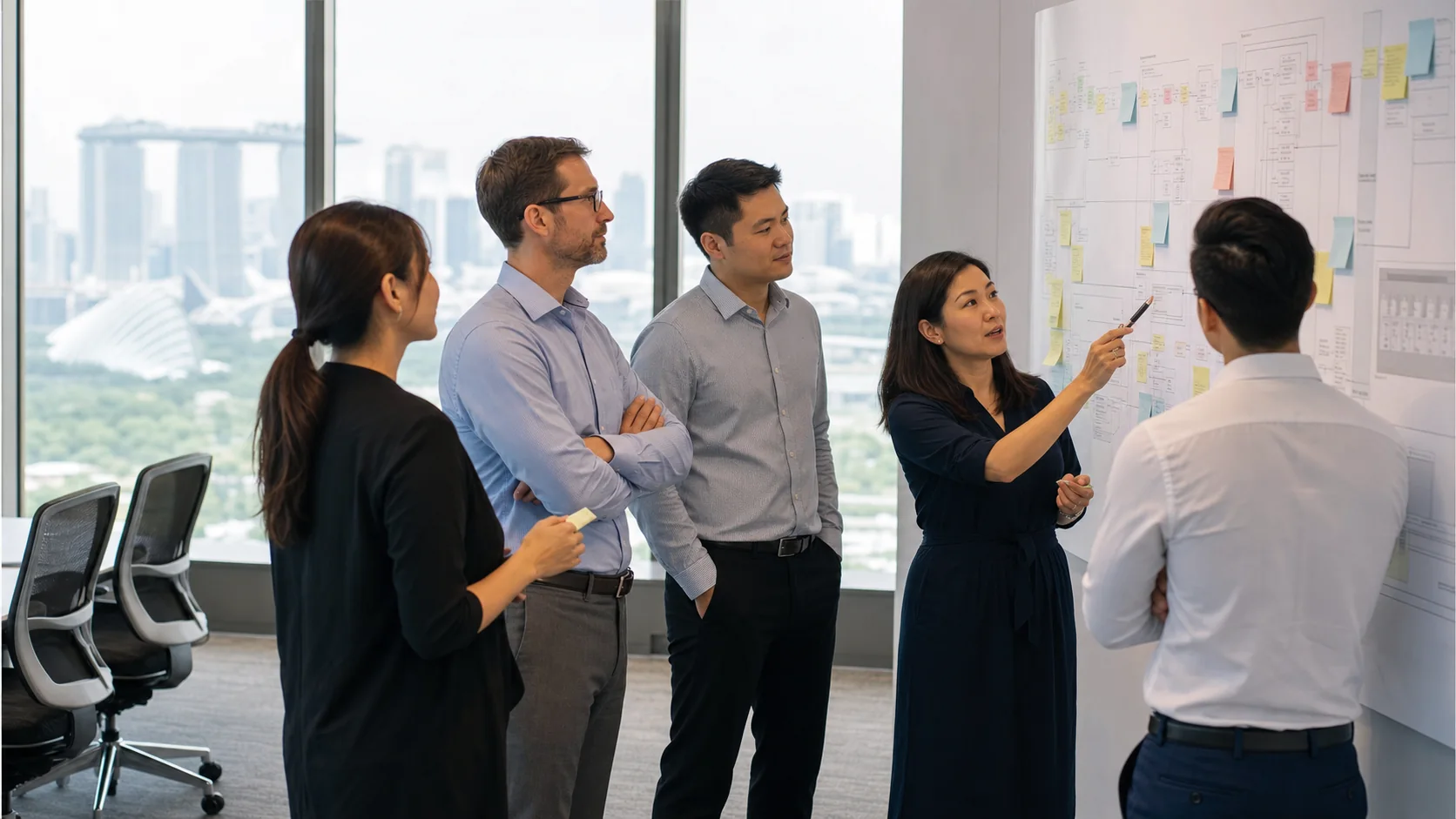 Professionals mapping ISO 9001 quality management processes in Singapore