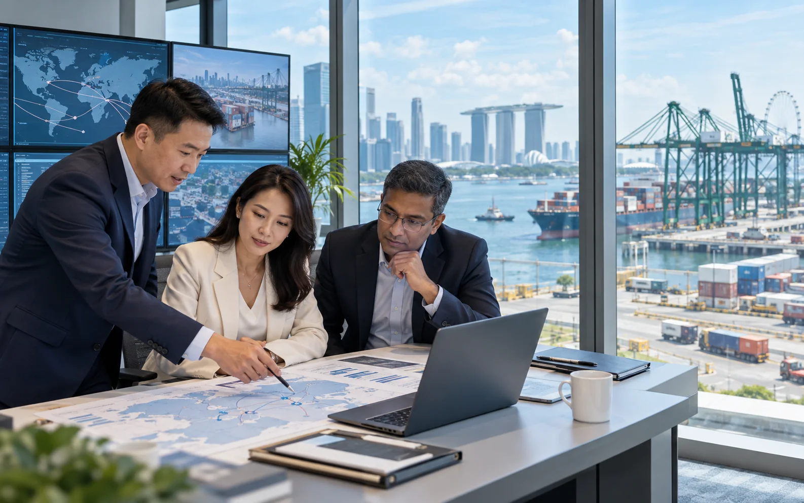 Singapore regional procurement and supply chain professionals reviewing sourcing and logistics plans