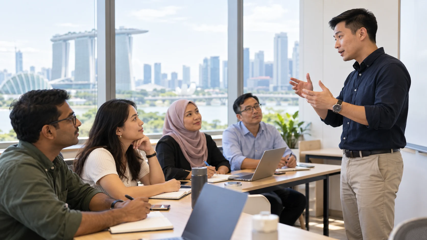 Illustrative professional classroom learning scene in Singapore
