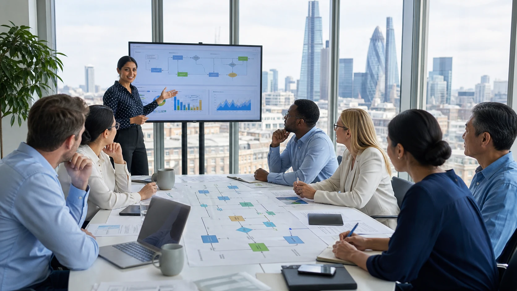 Professionals in a London ISO 9001 quality management system implementation workshop