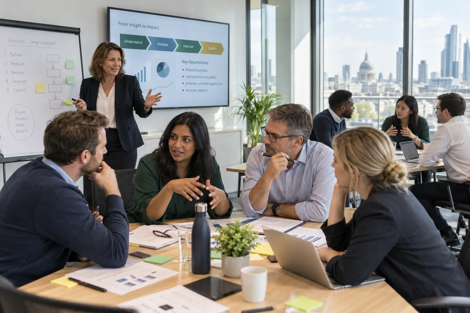 Corporate team participating in Lean Six Sigma Green Belt training in the UK