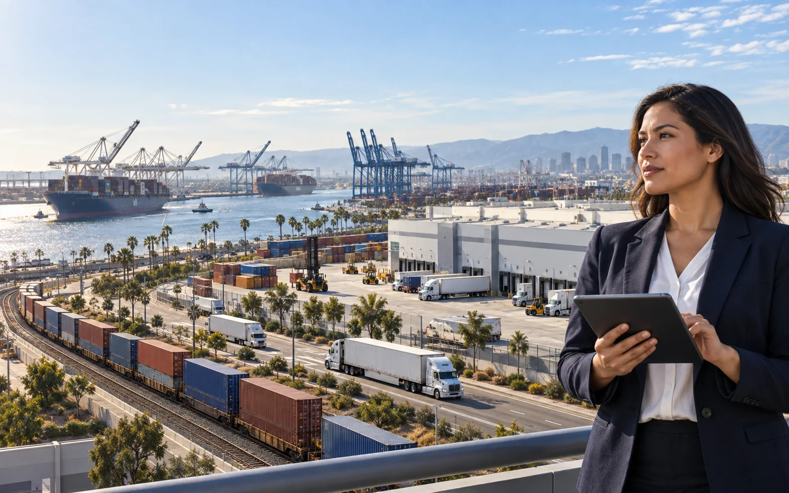 Transportation, warehousing, rail and port logistics operations in Southern California