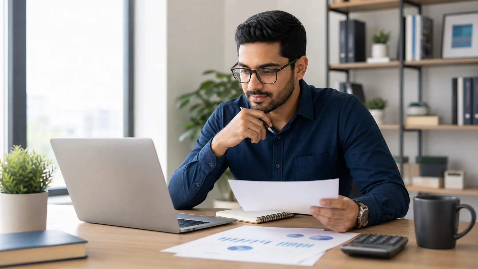 Professional comparing CISA exam cost options with notes and laptop in a bright study workspace