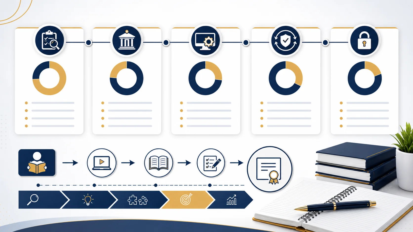 Infographic showing the five CISA domains and their current exam weightage in a clean study-friendly layout