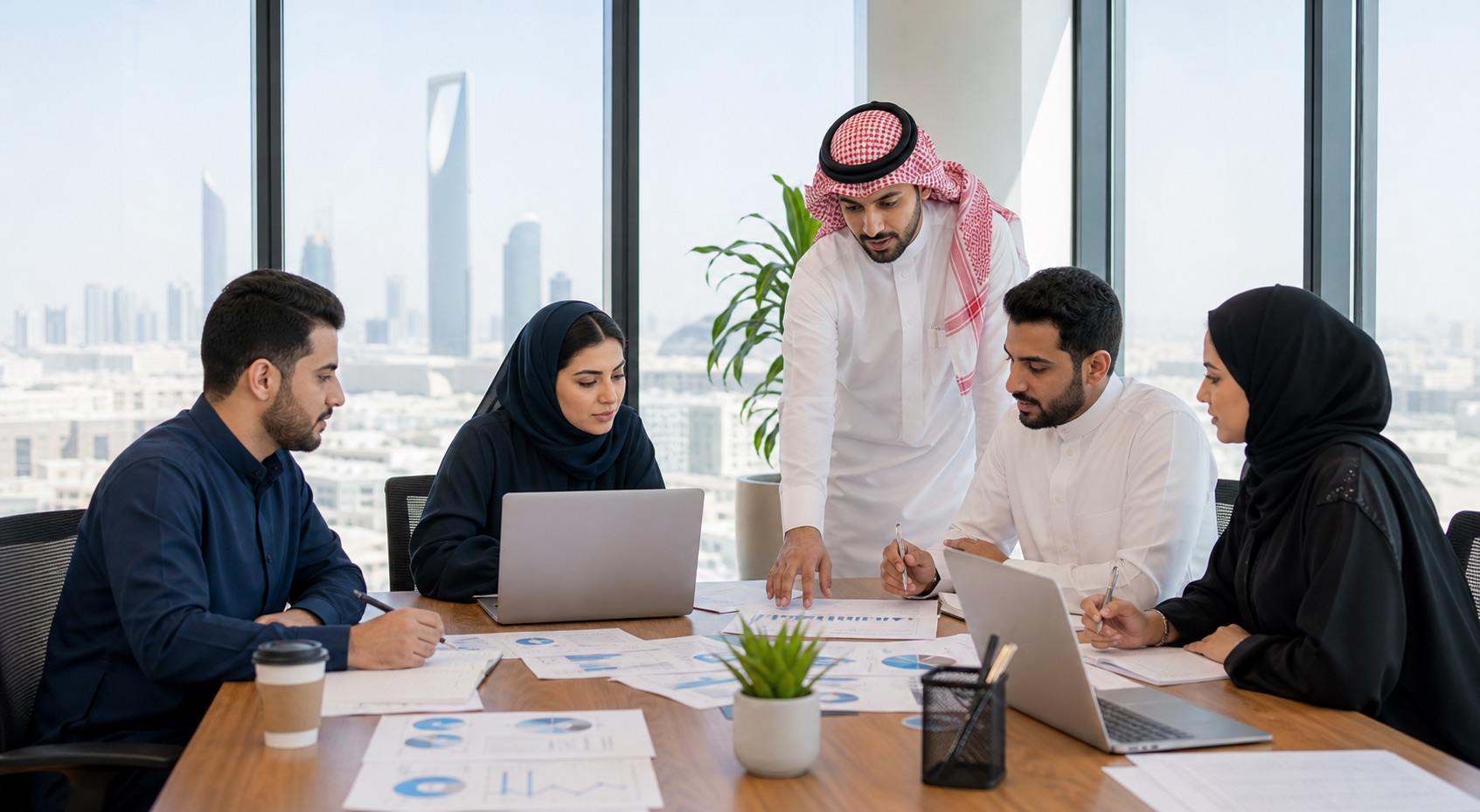 Saudi finance learners in a daytime accounting training session