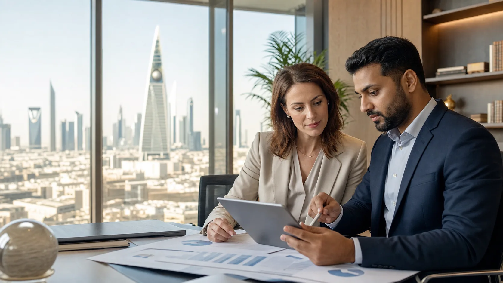 FP and A professionals reviewing financial plans in Riyadh, Saudi Arabia