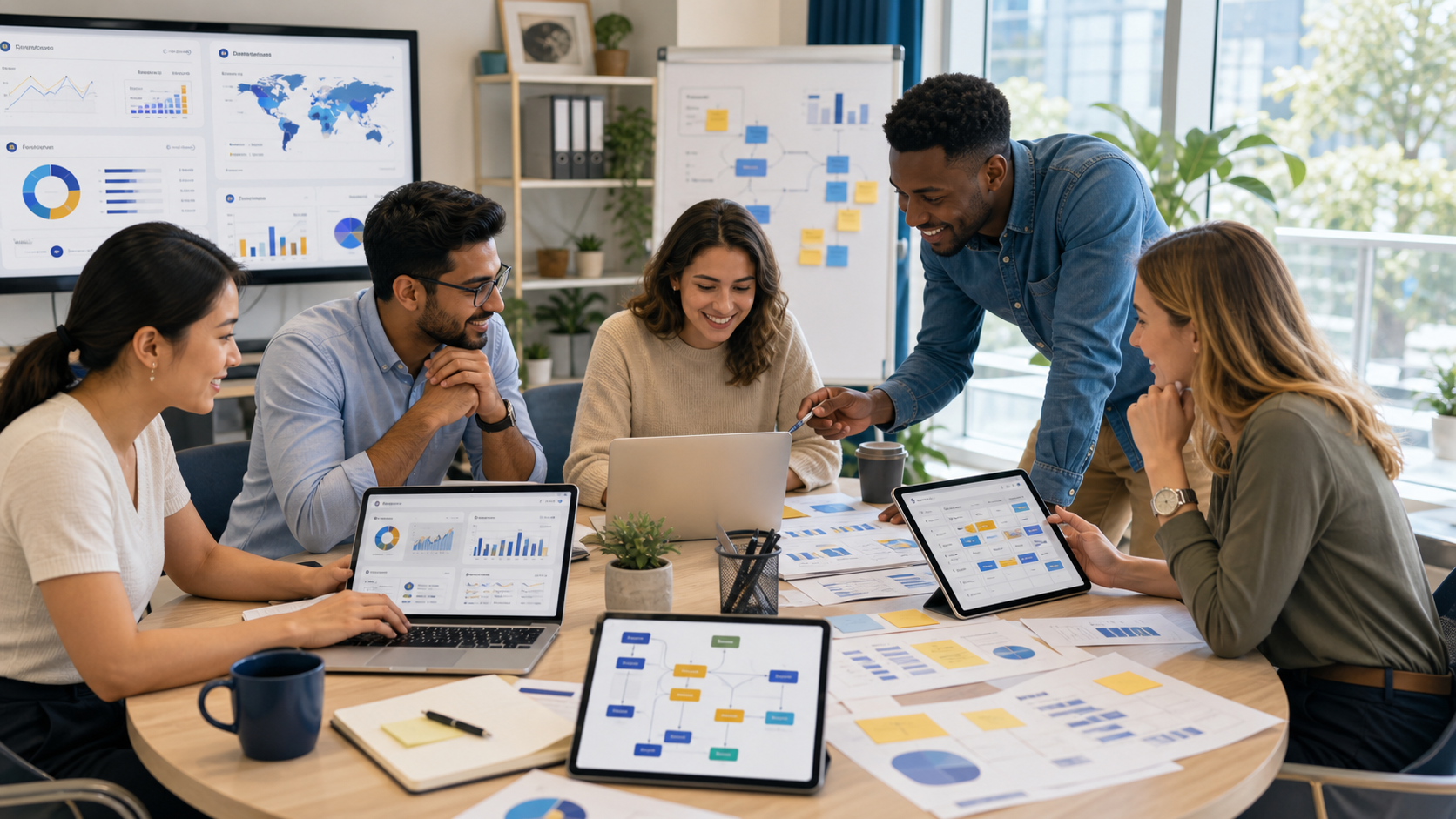 Global AI digital marketing campaign lab with analytics dashboards