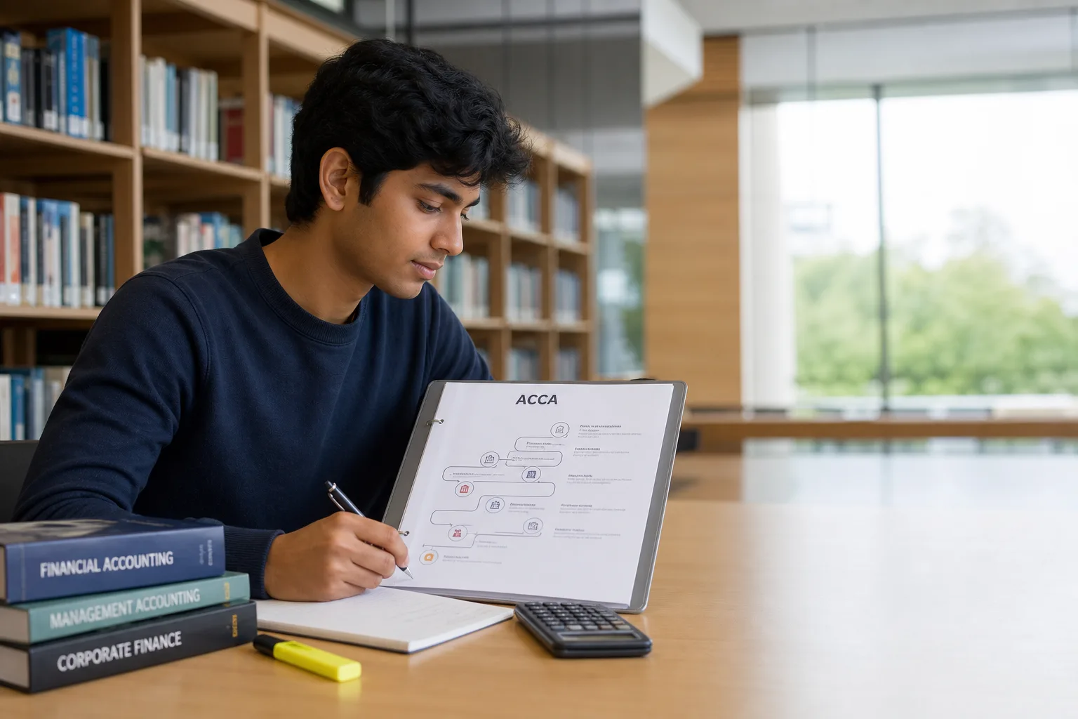 Student creating an ACCA study roadmap after school