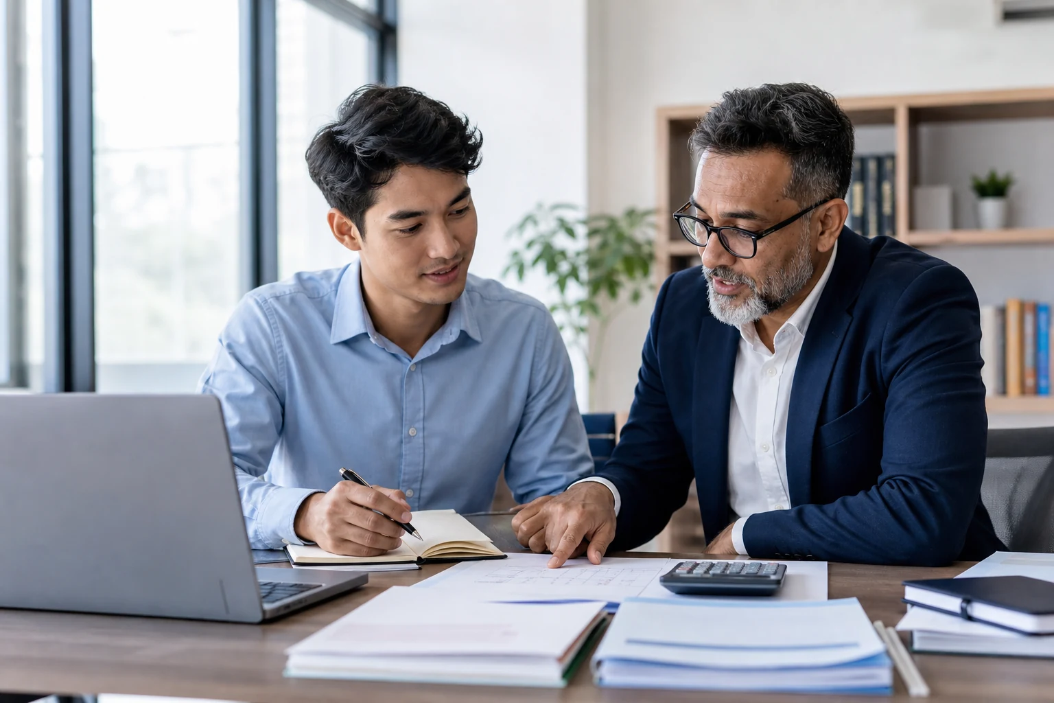 Accounting mentor helping a finance professional review documents and an ACCA study plan.
