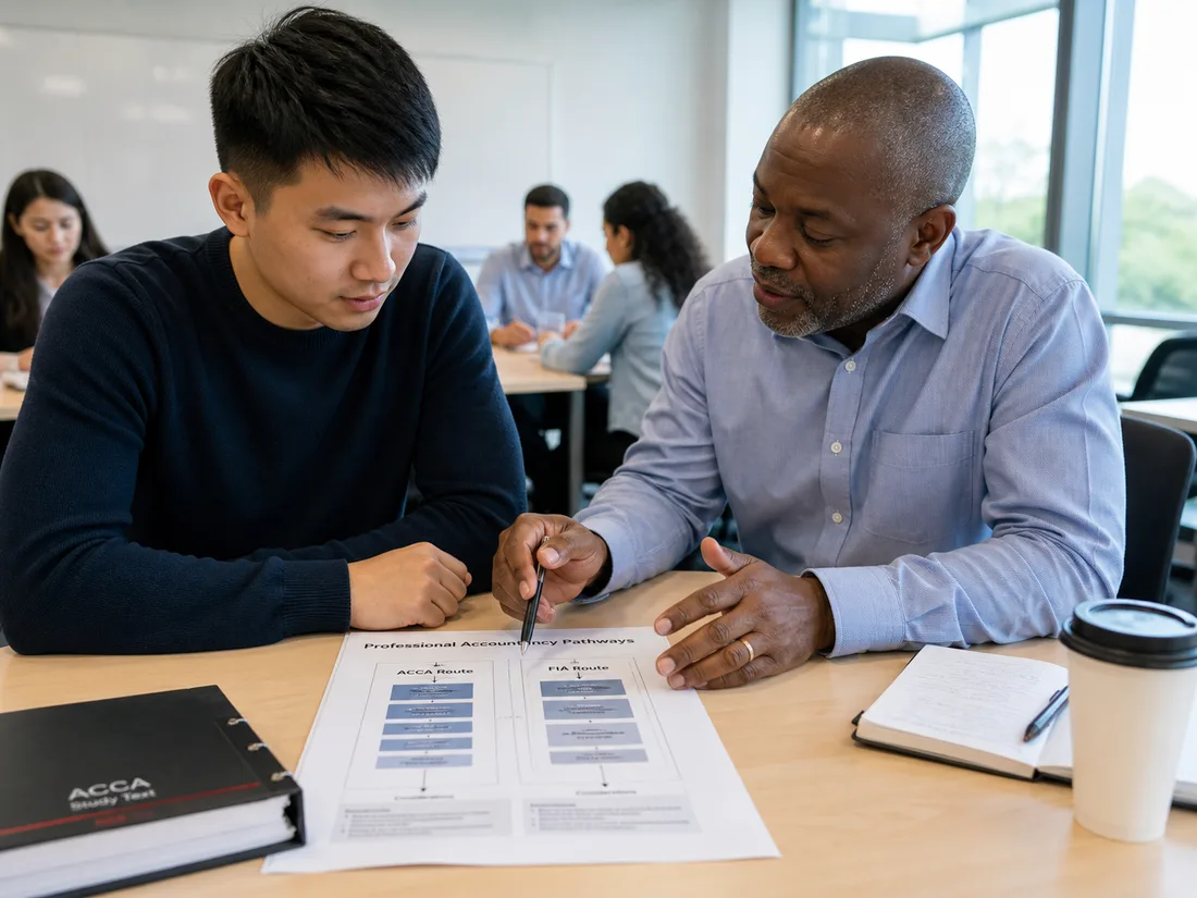 Accounting mentor helping a learner compare ACCA and FIA study routes.