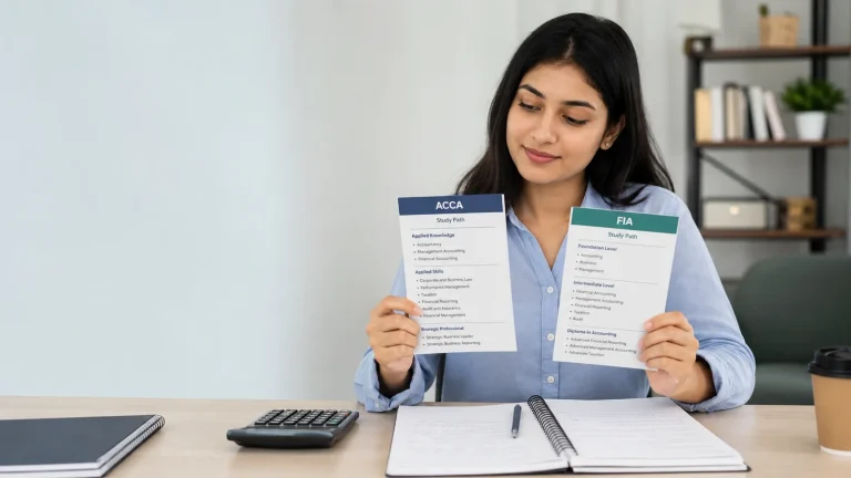 Learner comparing ACCA and FIA accounting qualification routes.