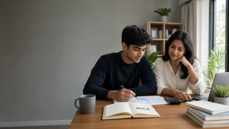 Student and parent considering an ACCA study and accounting-career pathway.