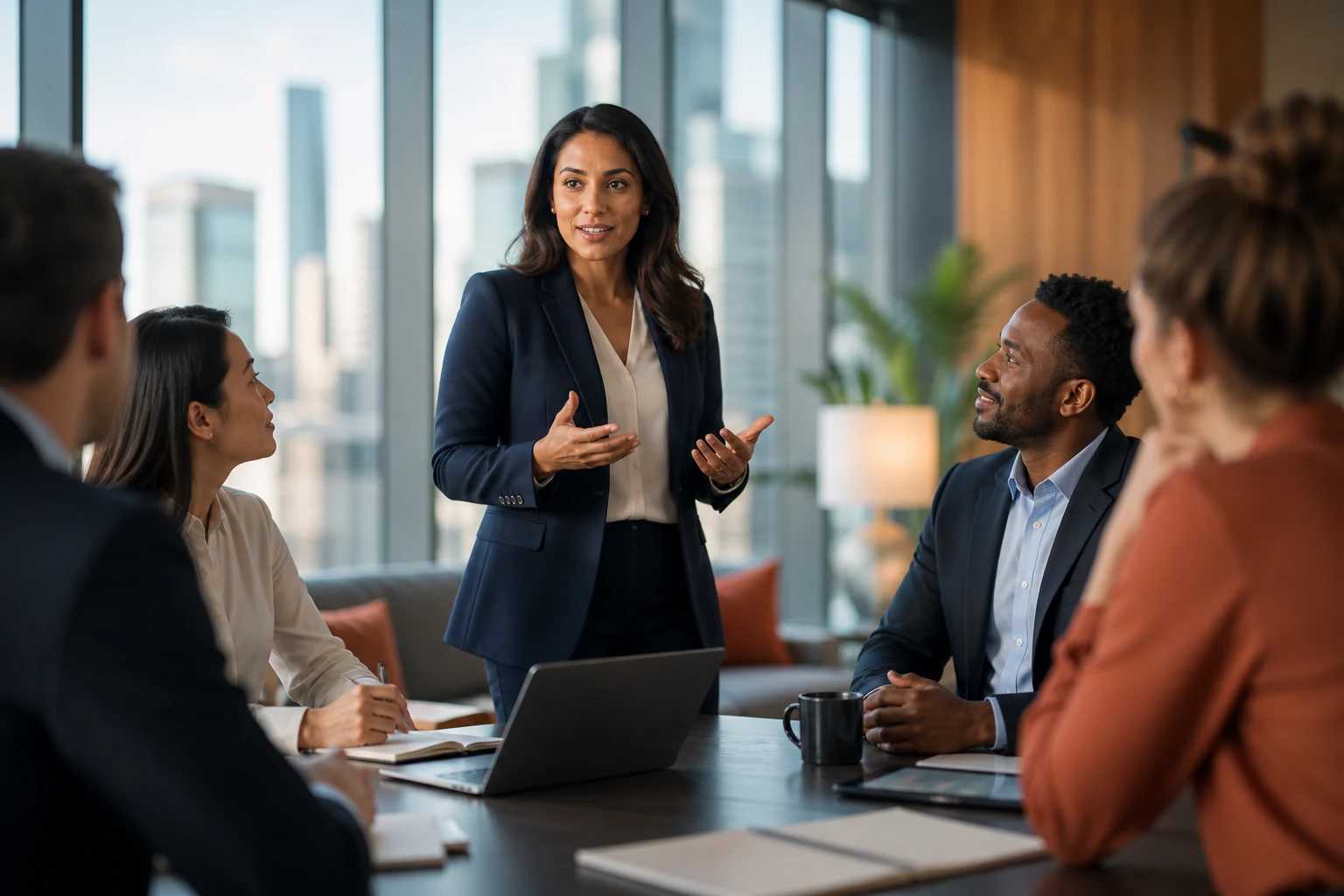 HR professional leading a positive employee development discussion