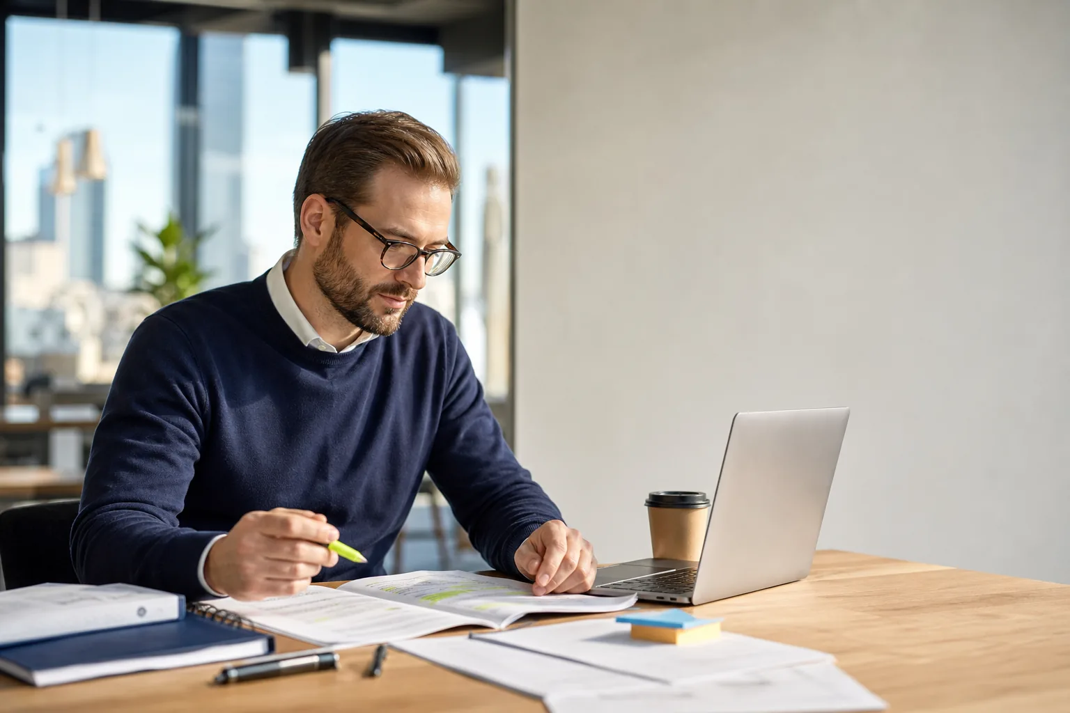 Internal-audit professional studying a structured CIA exam plan at a daylight desk