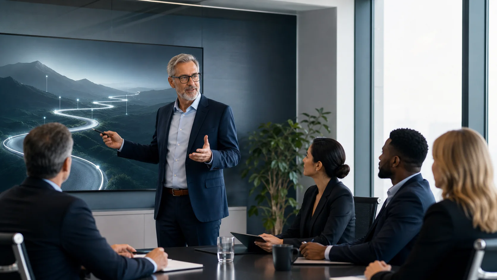 Information security manager leading a security governance meeting