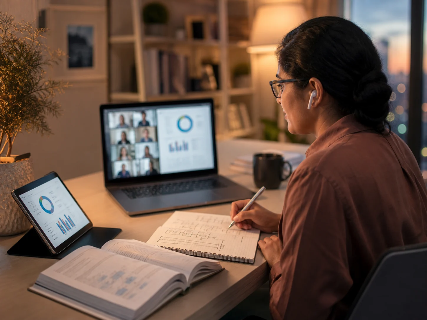 Professional revising a CPIM study plan during an online tutoring session