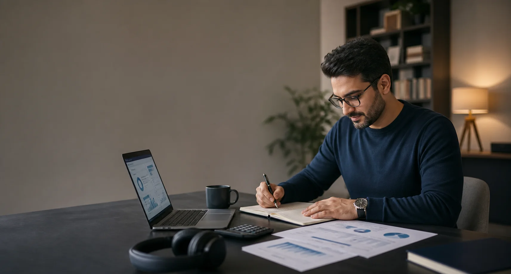 Accounting professional studying online for an international financial reporting qualification