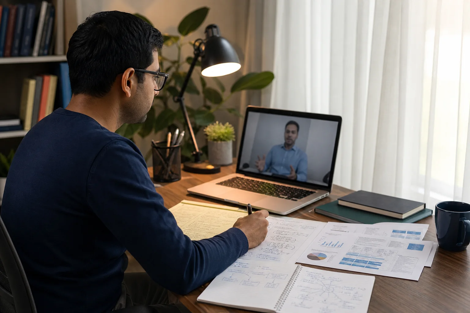 Finance professional using structured FRM study resources and online tutoring support