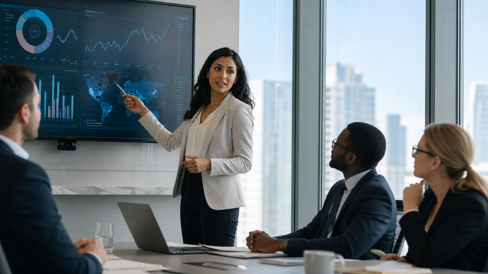 Finance professional reviewing a global professional examination plan