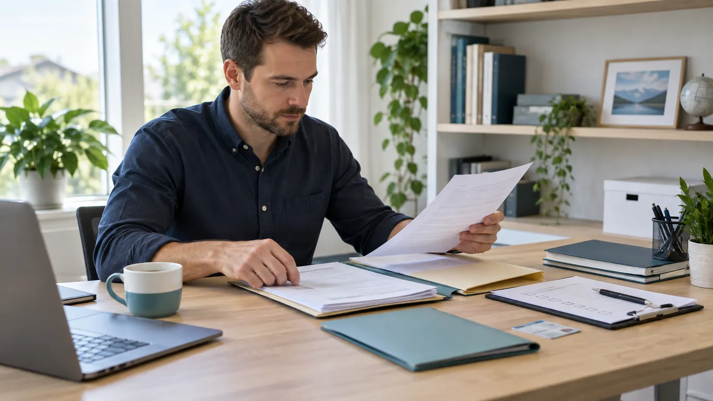 Internal auditor reviewing documents and evidence during audit fieldwork