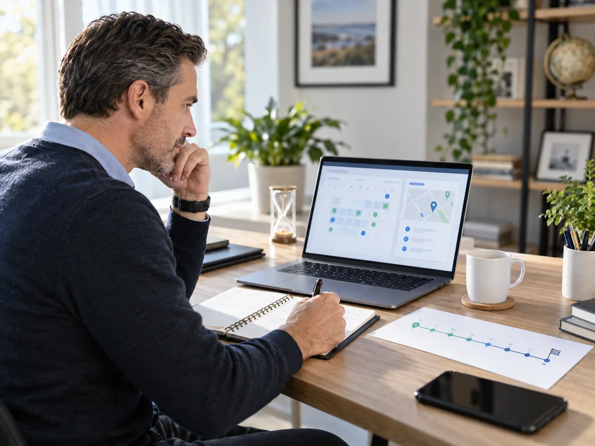 Professional planning a CIA exam date and test-center appointment on a laptop