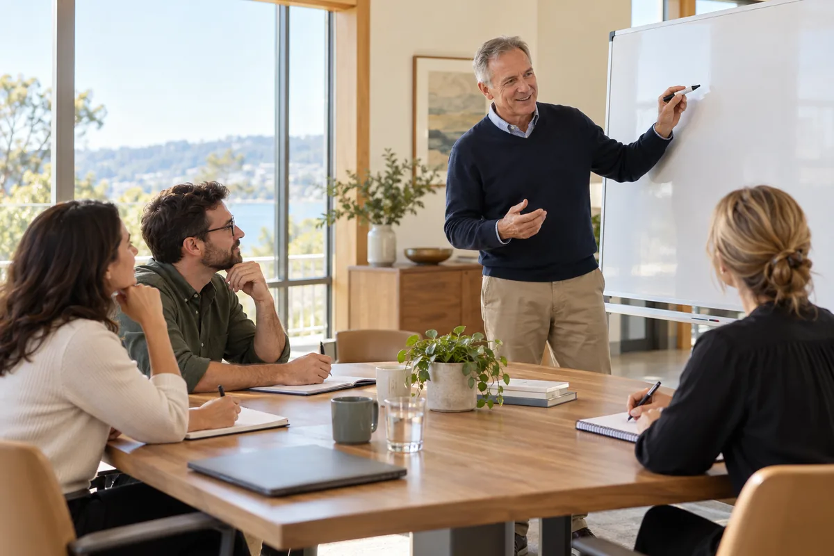 Instructor explaining internal-audit preparation to accounting professionals