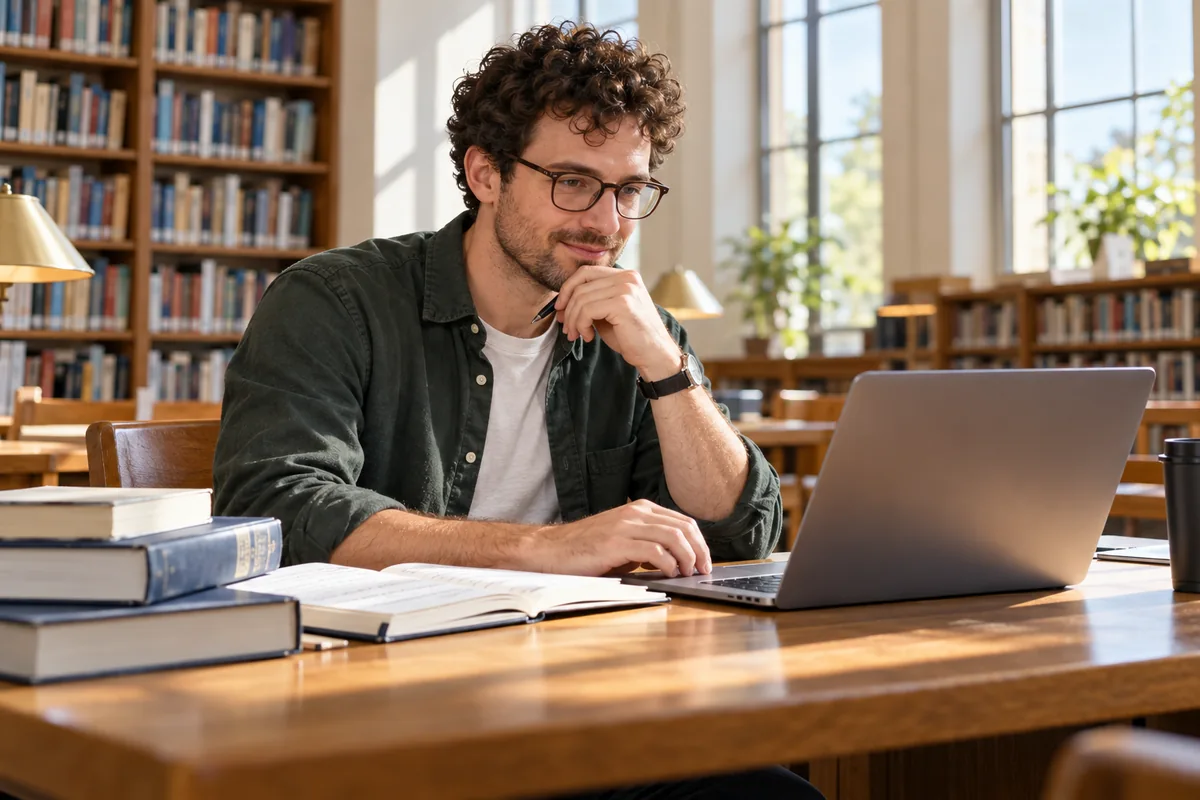 A professional studying with a laptop and internal audit notes